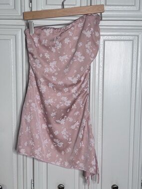 Princess Polly Strapless Pink Floral Midi Dress sz 4